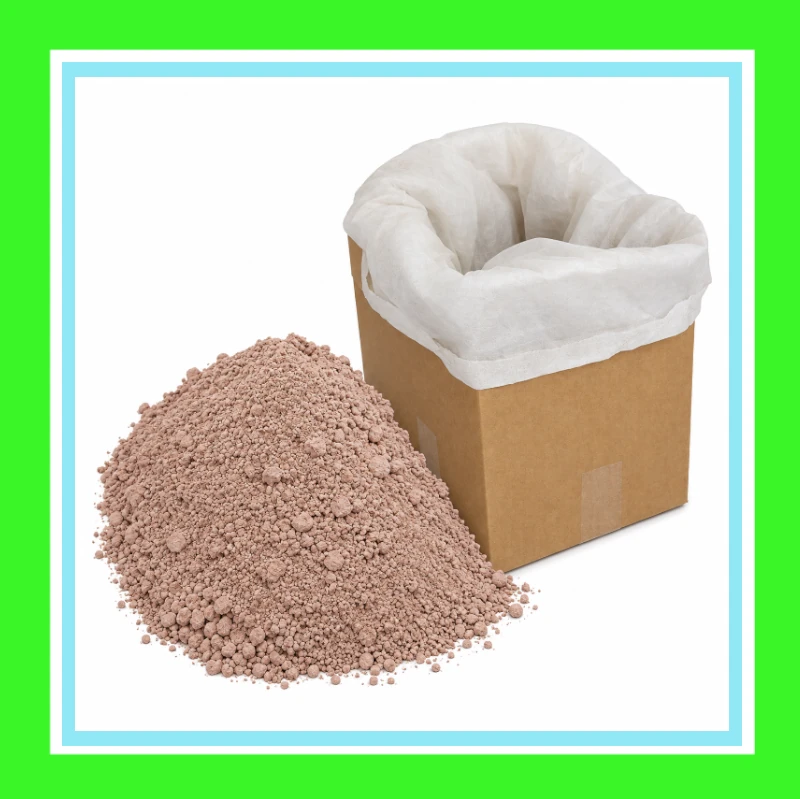 Fine bentonite clay beside a lined box