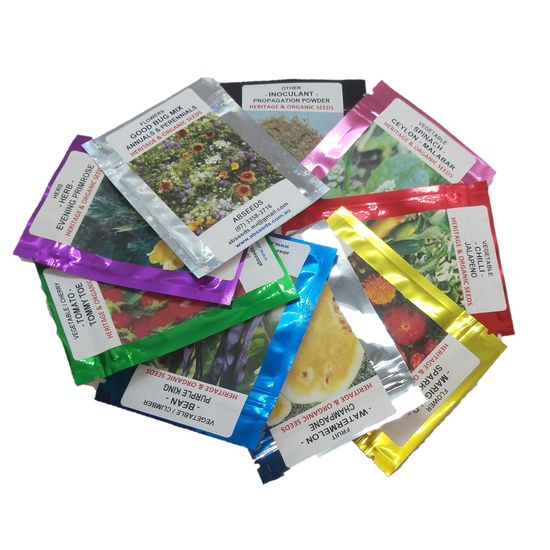 Packets of heritage organic seeds