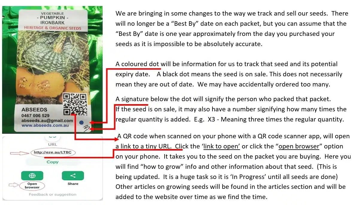 Caring for your Seeds 1 Packet information